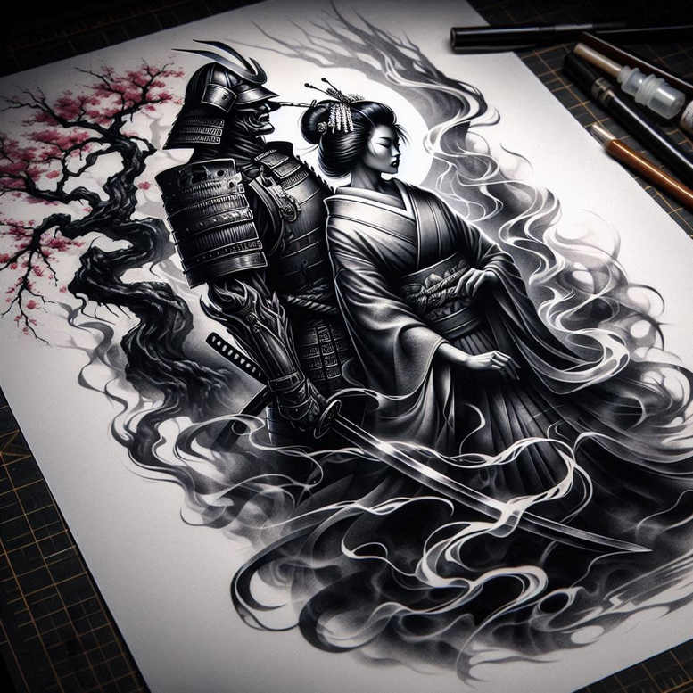 layered-design – tattoo design ideas free ai generated – ghastly – for-upper-thigh – Gallery: cover-up-inkby-ai