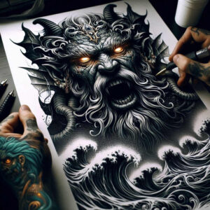 layered-design – tattoo design ideas free ai generated – murky – for-behind-ear – Gallery: cover-up-inkby-ai
