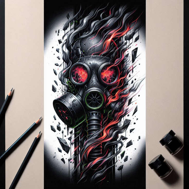 cover-up tattoo design ideas Surrealism blurred edges creepy for hip