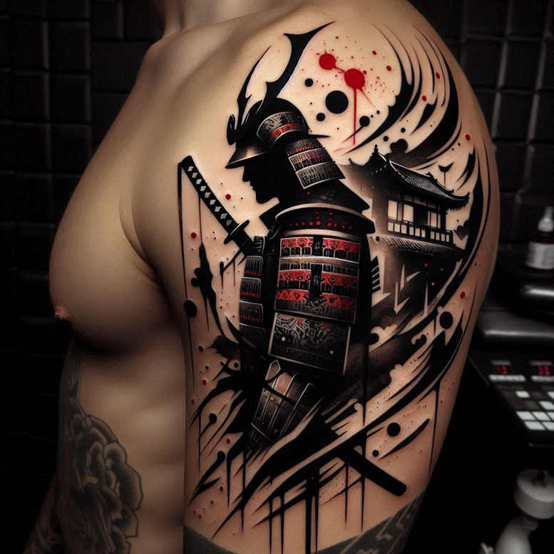 cover-up tattoo design ideas Realism reflection effect foreboding for thigh