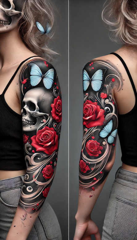 cover-up tattoo design ideas layered shading ominous symbol of resilience