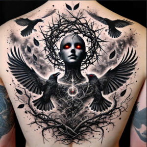 crow-guardian-depth-of-field-for-palm – tattoo design ideas free ai generated – Gallery: crows-and-ravens-inkby-ai
