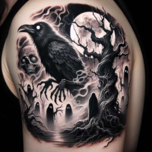 crows-and-ravens tattoo design ideas Realism ultra detailed detailed contour for forearm