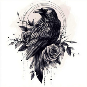 crows-and-ravens tattoo design ideas accent shading mystical for abdomen