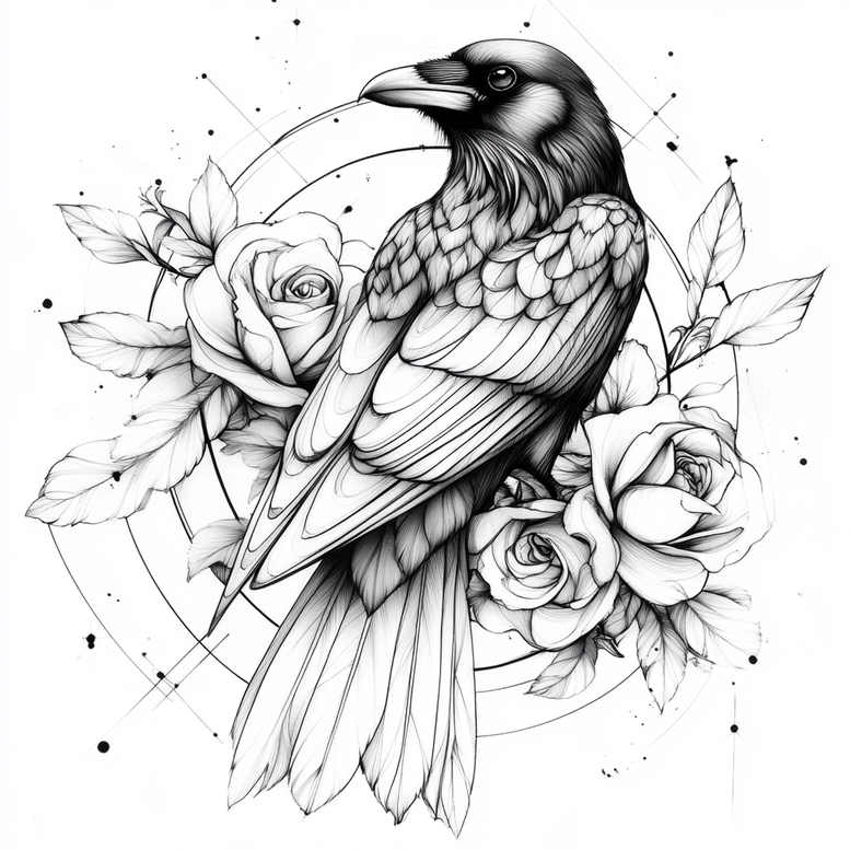 crows-and-ravens tattoo design ideas Realism realistic wrinkles night motifs for behind ear