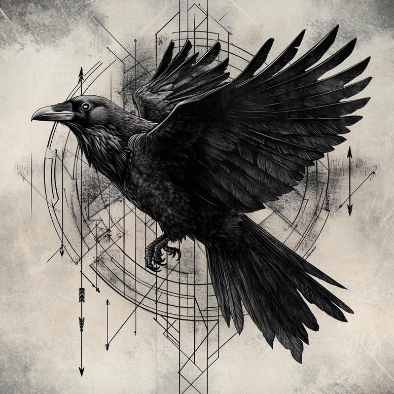 crows-and-ravens tattoo design ideas displaced objects shadow and light for upper shoulder