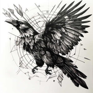 crows-and-ravens tattoo design ideas solid fill wing span for knee