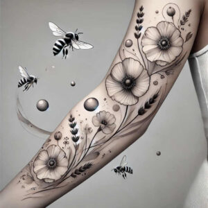 calm-design – tattoo design ideas free ai generated – subtle – for-full-back – Gallery: delicate-flowers-inkby-ai