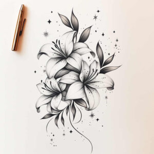 clean-background – tattoo design ideas free ai generated – simple-icon – for-toe – Gallery: delicate-flowers-inkby-ai