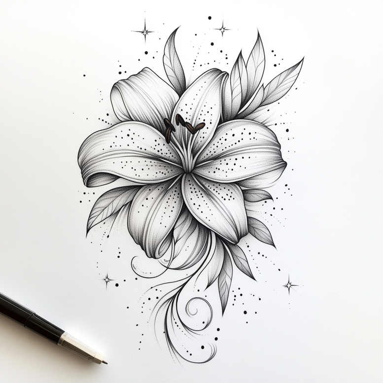 delicate-figure – tattoo design ideas free ai generated – concise – for-behind-ear – Gallery: delicate-flowers-inkby-ai