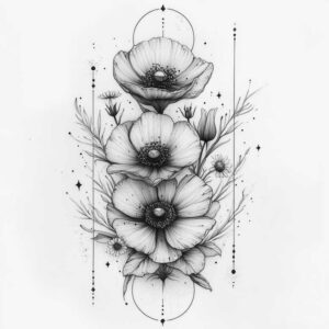 delicate-figure – tattoo design ideas free ai generated – monochrome – for-forearm – Gallery: delicate-flowers-inkby-ai
