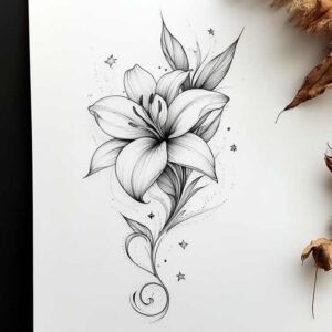 delicate-figure – tattoo design ideas free ai generated – point-minimal – for-scapula – Gallery: delicate-flowers-inkby-ai