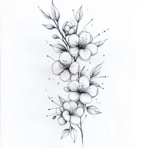 delicate-figure – tattoo design ideas free ai generated – quiet-art – for-upper-arm – Gallery: delicate-flowers-inkby-ai