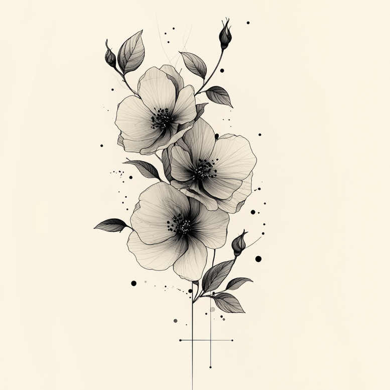 delicate-ink – tattoo design ideas free ai generated – clean-shape – for-toe – Gallery: delicate-flowers-inkby-ai