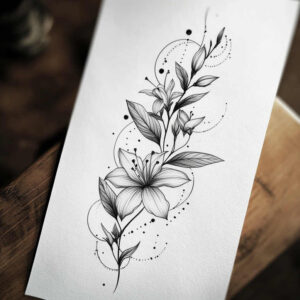delicate-shadow – tattoo design ideas free ai generated – basic – for-knee – Gallery: delicate-flowers-inkby-ai