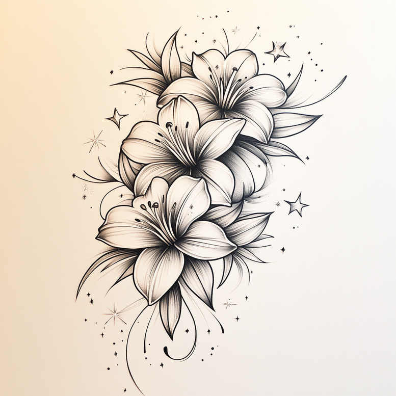 delicate-silhouette – tattoo design ideas free ai generated – delicate – for-hip – Gallery: delicate-flowers-inkby-ai