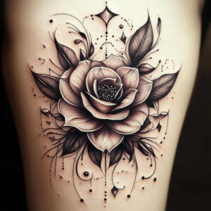 delicate-silhouette – tattoo design ideas free ai generated – micro-art – for-knee – Gallery: delicate-flowers-inkby-ai