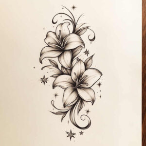 floral-accents – tattoo design ideas free ai generated – slender – for-chest – Gallery: delicate-flowers-inkby-ai