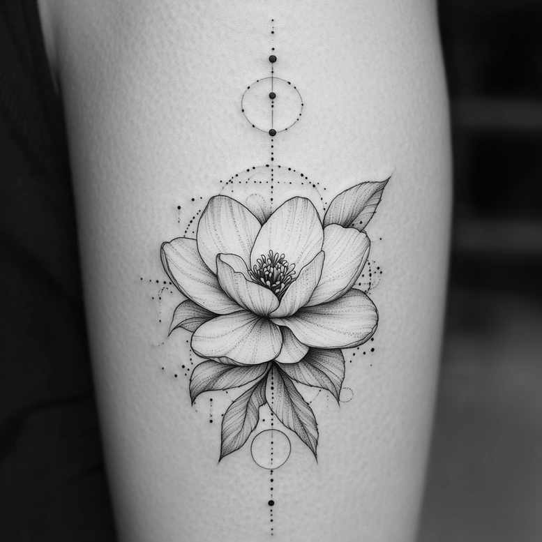 floral-elegance – tattoo design ideas free ai generated – simple-form – for-full-back – Gallery: delicate-flowers-inkby-ai