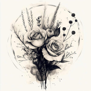 floral-form – tattoo design ideas free ai generated – discreet – for-calf – Gallery: delicate-flowers-inkby-ai