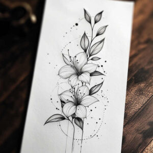floral-motif – tattoo design ideas free ai generated – micro-art – for-scapula – Gallery: delicate-flowers-inkby-ai