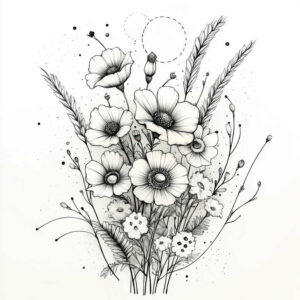 floral-motif – tattoo design ideas free ai generated – whisper-line – for-ankle – Gallery: delicate-flowers-inkby-ai