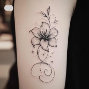 floral-shadow – tattoo design ideas free ai generated – clear-cut – for-shoulder – Gallery: delicate-flowers-inkby-ai
