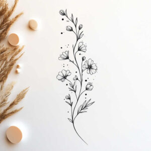 flower-symbolism – tattoo design ideas free ai generated – punctual – for-back-of-neck – Gallery: delicate-flowers-inkby-ai