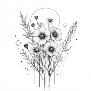 flower-symbolism – tattoo design ideas free ai generated – pure-design – for-lower-arm – Gallery: delicate-flowers-inkby-ai