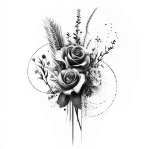 flower-symbolism – tattoo design ideas free ai generated – simple-dot – for-upper-shoulder – Gallery: delicate-flowers-inkby-ai