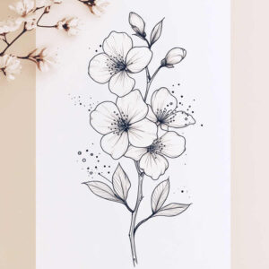flower-symbolism – tattoo design ideas free ai generated – sparse – for-lower-leg – Gallery: delicate-flowers-inkby-ai