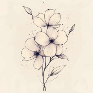 flower-symbolism – tattoo design ideas free ai generated – sparse – for-shin – Gallery: delicate-flowers-inkby-ai