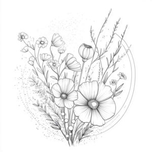 light-contour – tattoo design ideas free ai generated – micro-symbol – for-shoulder – Gallery: delicate-flowers-inkby-ai