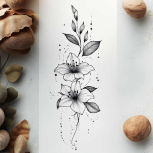minimalist-shading – tattoo design ideas free ai generated – uncluttered – for-temple – Gallery: delicate-flowers-inkby-ai
