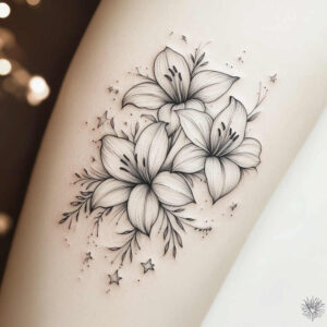 minimalist-style – tattoo design ideas free ai generated – minimalist – for-ankle – Gallery: delicate-flowers-inkby-ai