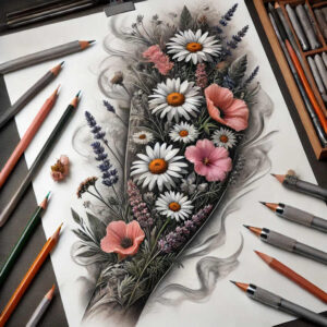 minimalist-tattoo – tattoo design ideas free ai generated – tiny-motif – for-shin – Gallery: delicate-flowers-inkby-ai