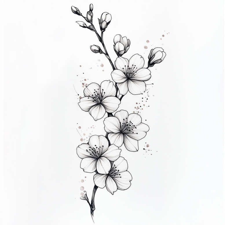 natural-pattern – tattoo design ideas free ai generated – ultra-thin – for-upper-arm – Gallery: delicate-flowers-inkby-ai