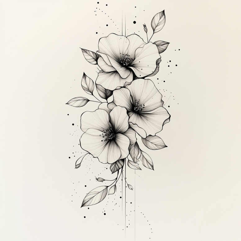 natural-shape – tattoo design ideas free ai generated – minimalist – for-toe – Gallery: delicate-flowers-inkby-ai