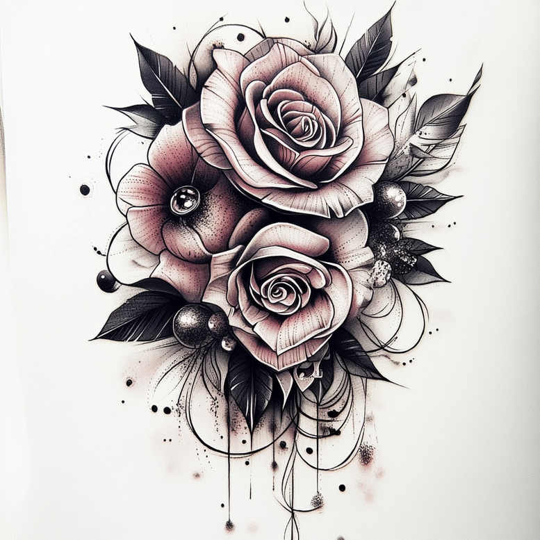nature-in-tattoo – tattoo design ideas free ai generated – micro-line – for-spine – Gallery: delicate-flowers-inkby-ai