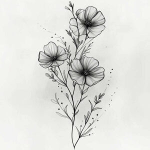 organic-shape – tattoo design ideas free ai generated – refined – for-shoulder-blade – Gallery: delicate-flowers-inkby-ai