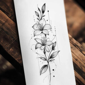 soft-composition – tattoo design ideas free ai generated – dainty – for-upper-arm – Gallery: delicate-flowers-inkby-ai