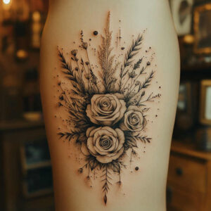 soft-line – tattoo design ideas free ai generated – pure-design – for-arm – Gallery: delicate-flowers-inkby-ai