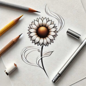 soft-line – tattoo design ideas free ai generated – soft-touch – for-lower-back – Gallery: delicate-flowers-inkby-ai