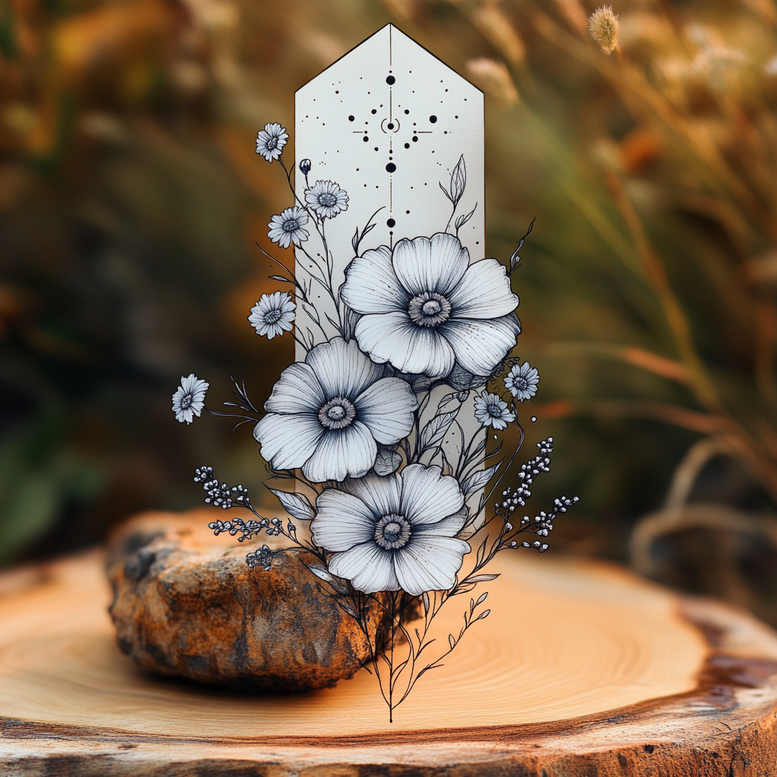 subtle-tattoo – tattoo design ideas free ai generated – punctual – for-upper-shoulder – Gallery: delicate-flowers-inkby-ai