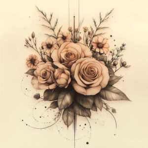 subtle-transitions – tattoo design ideas free ai generated – delicate – for-lower-chest – Gallery: delicate-flowers-inkby-ai