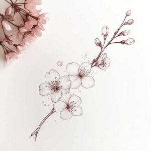 delicate-flowers tattoo design ideas simple form airy composition for biceps