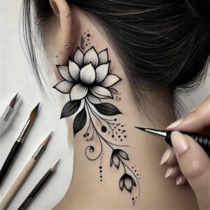 delicate-flowers tattoo design ideas micro line botanical accuracy for back