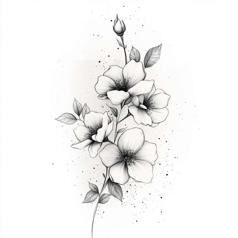 delicate-flowers tattoo design ideas clean stroke botanical accuracy symbolising determination