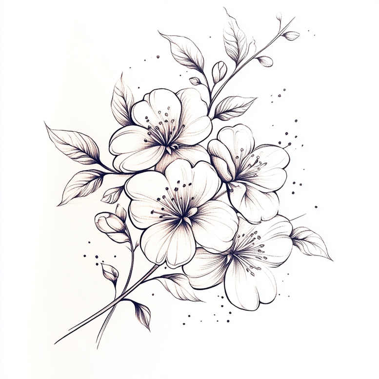 delicate-flowers tattoo design ideas fine dot delicate stems shows courage