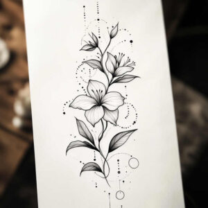 delicate-flowers tattoo design ideas soft touch floral silhouettes for temple